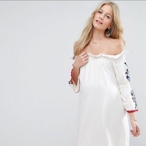 ASOS Off Shoulder Embroidered Maternity Dress